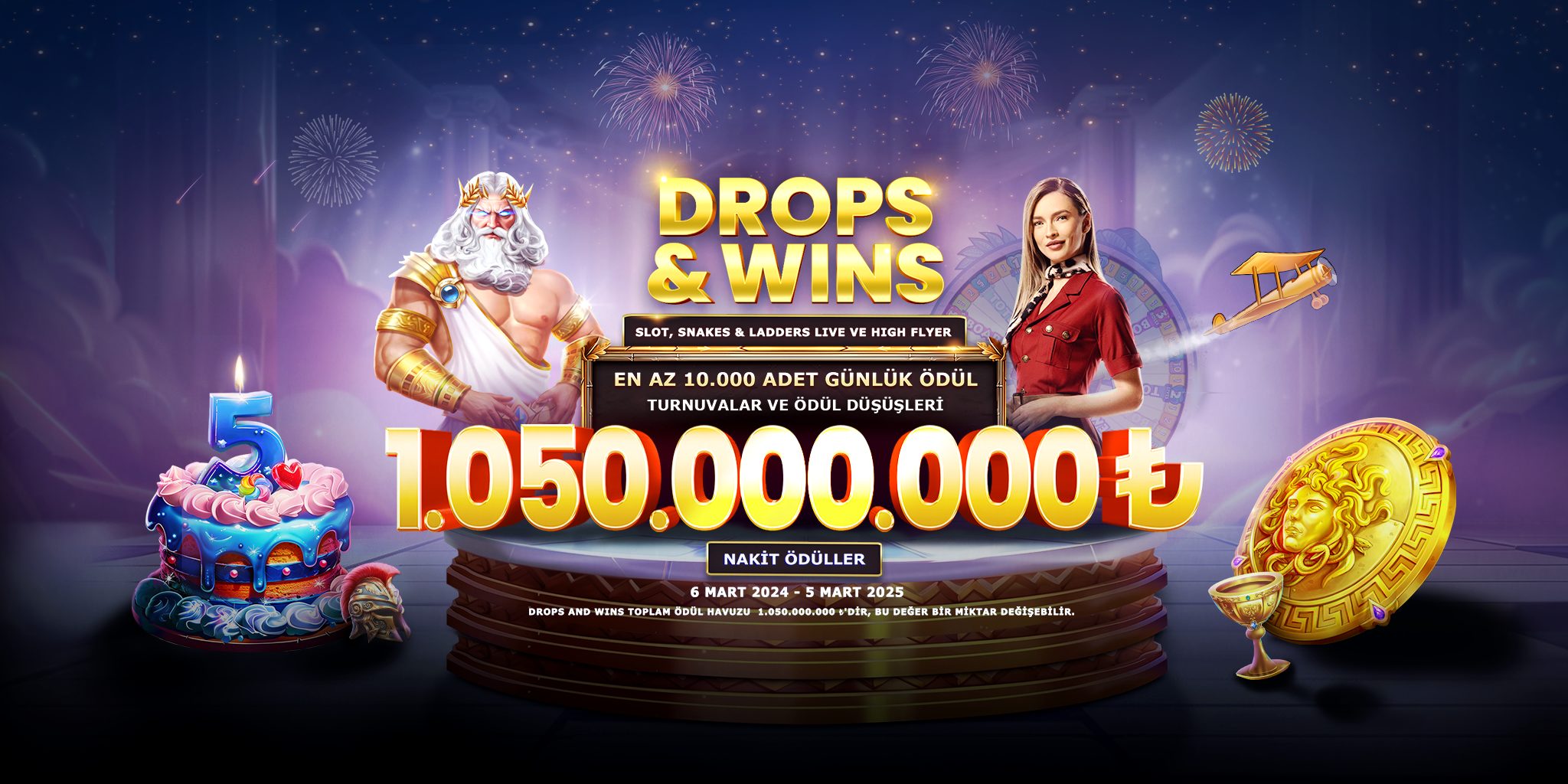 Drops and Wins ultrawide banner