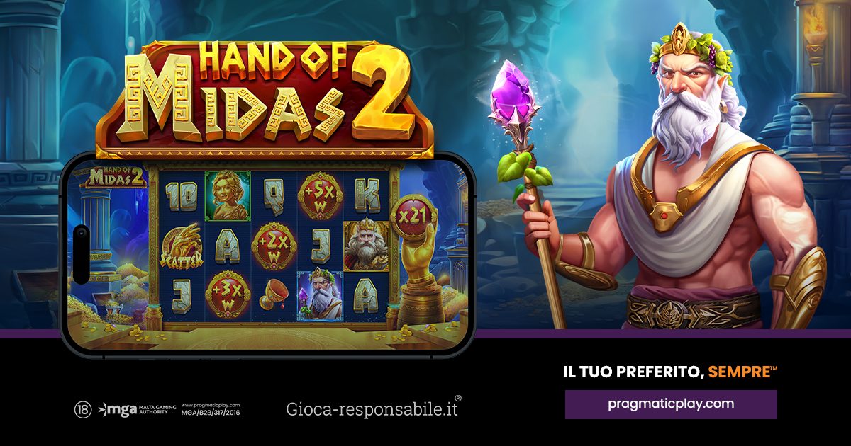 Pragmatic Play impreziosisce Hand of Midas 2 con un tocco dorato